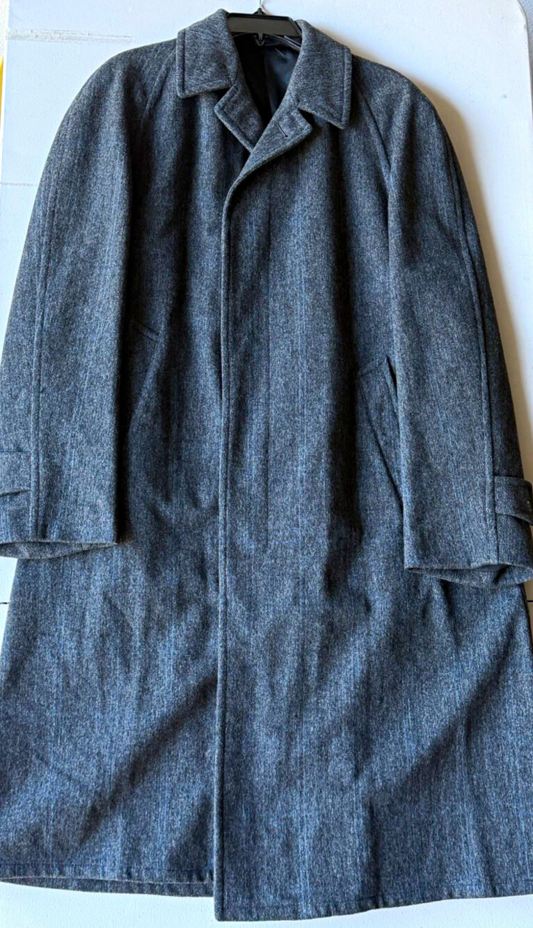 Vtg 1960s Alligator Weatherstyle Wool Overcoat Men 42 Fly Front Hidden Buttons
